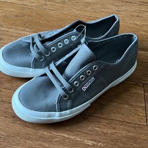 NEW SUPERGA Gray Canvas Sneakers sz 41 1/2 (8.5 M/10 W)